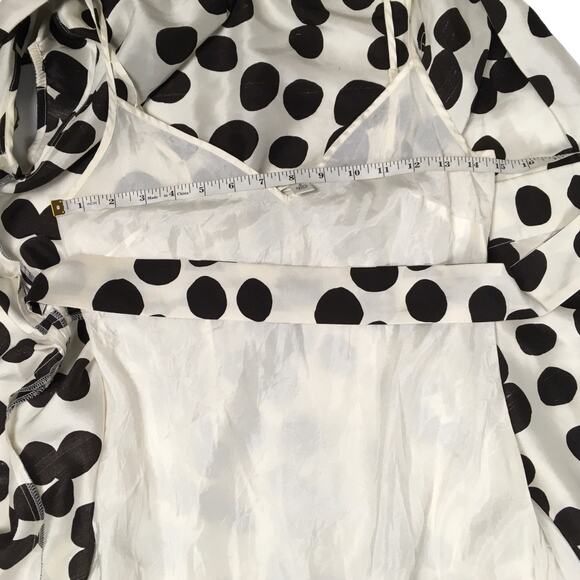 Banana‎ Republic Wrap Dress 100% Silk White Brown Polka Dot Cap Sleeve Women's 0 - Picture 5 of 16